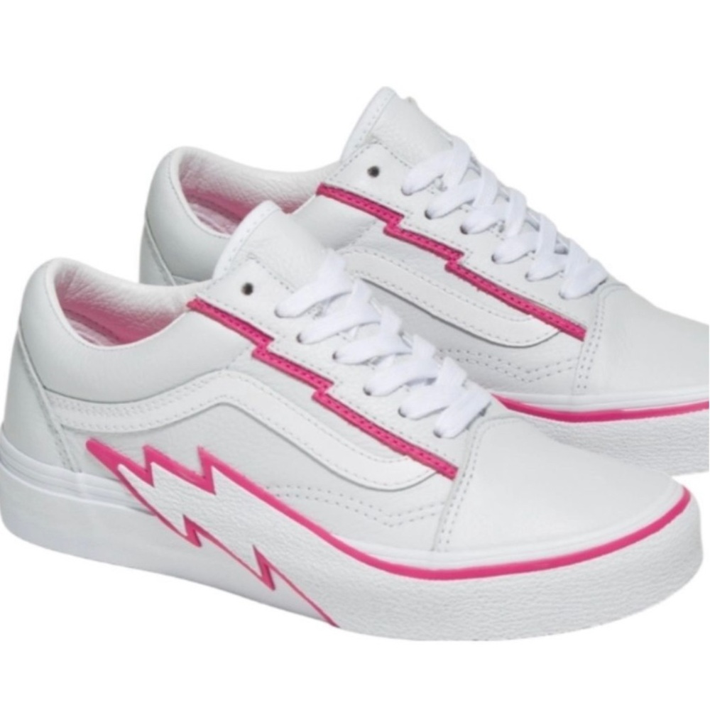 EUC Vans White and Pink Low-Top Sneakers 8.5